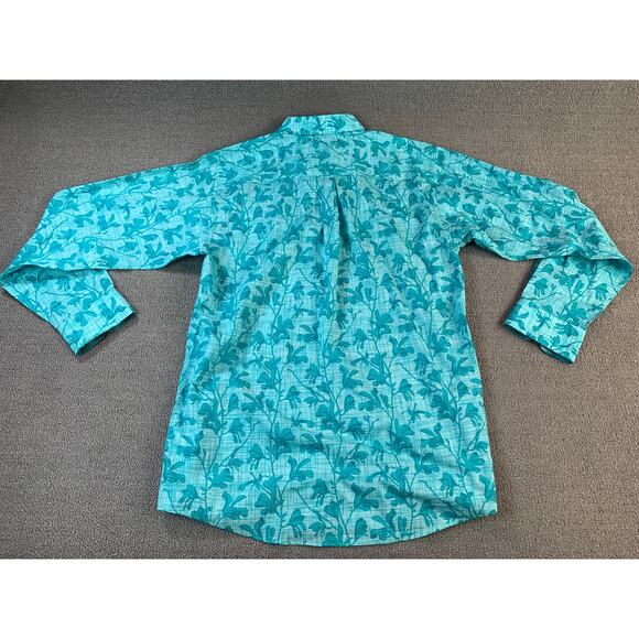 Ariat Button Down Shirt Fitted Blue Tropical Print Rodeo Western Size Large - Picture 2 of 8